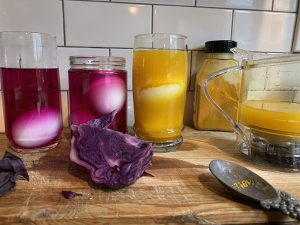 The bright color created from cabbage and turmeric