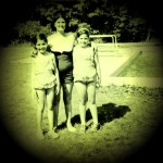 My mom, flanked by her two daughters. I used to be lanky.