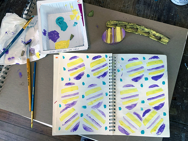 potato stamping art
