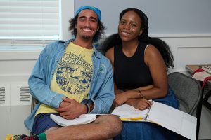 Romeo (Ellington-Blue Chapman) and Juliet (Jeniece Brown) running lines